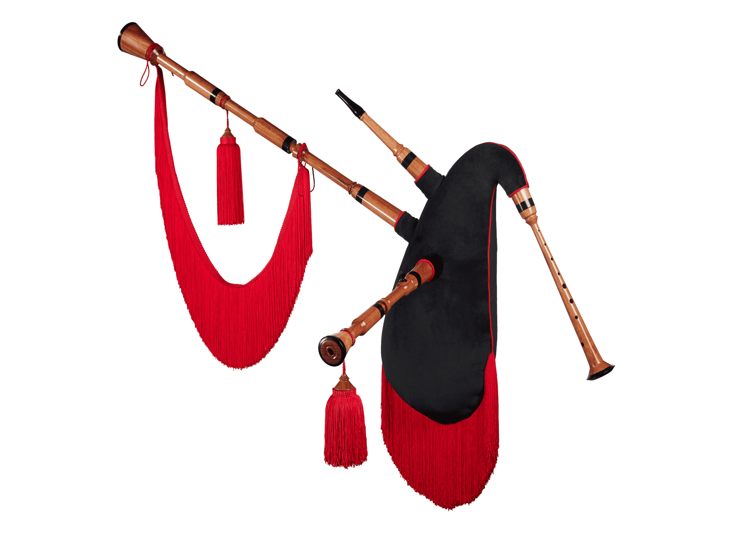 GAITA KOA CON RONQUETA FUNDA NEGRA FLECOS ROJOS
